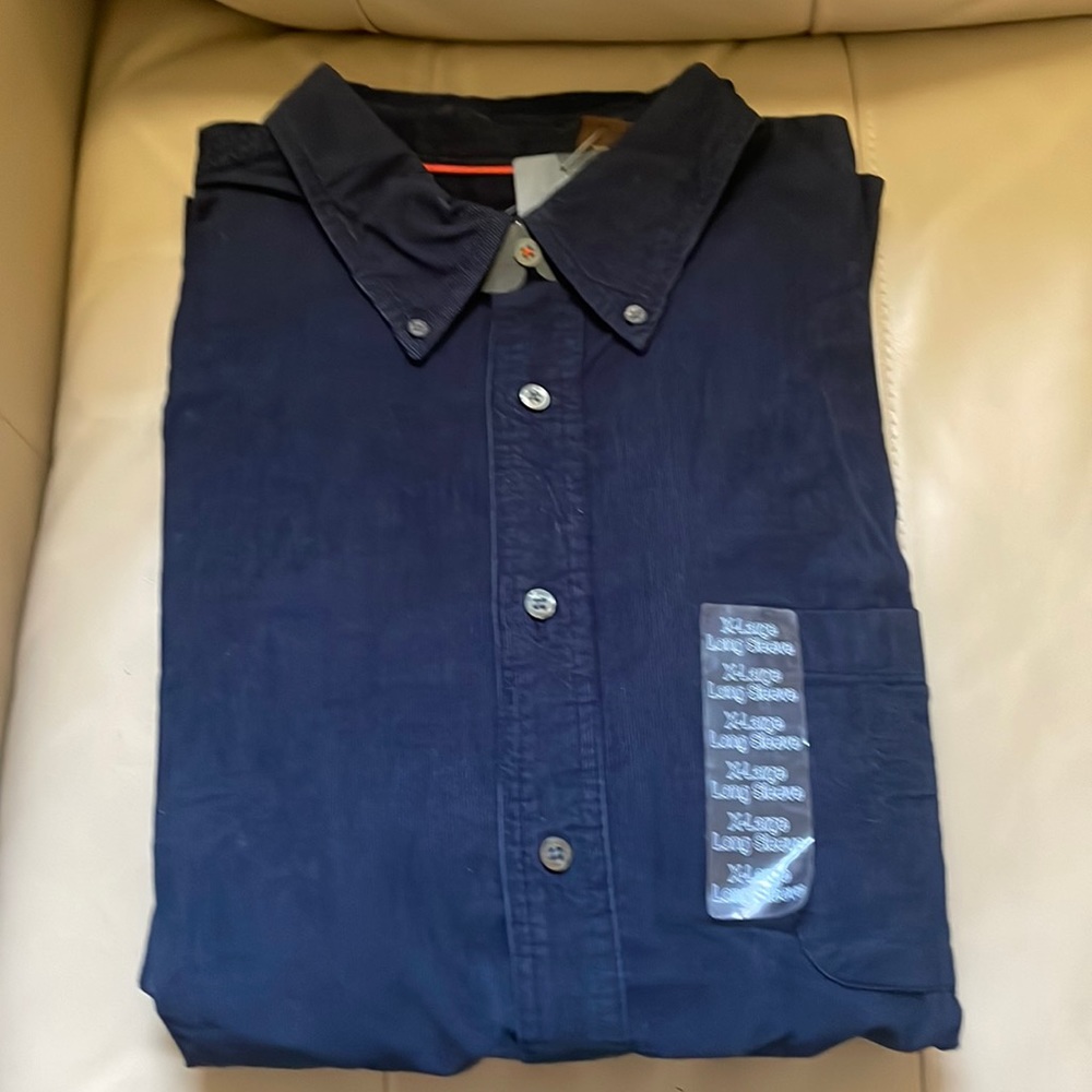 ST.JOHN’S BAY DARK BLUE BUTTON DOWN LONG SLEEVE DRESS SHIRT XL